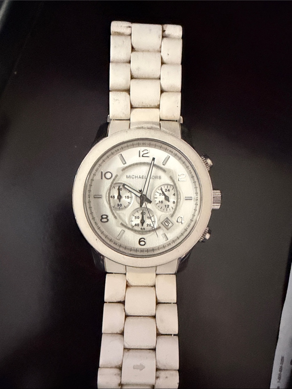 Michael Kors White and Silver Ceramic Chronograph Watch